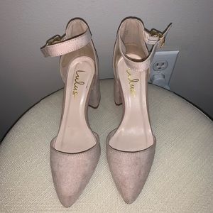 LuLu’s Light Nude Suede Ankle Strap Heels